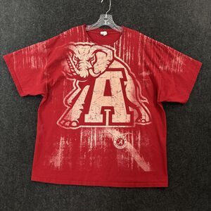 Alabama Crimson Tide Shirt Men's XXL Red All Over Elephant Graphic Print Bama